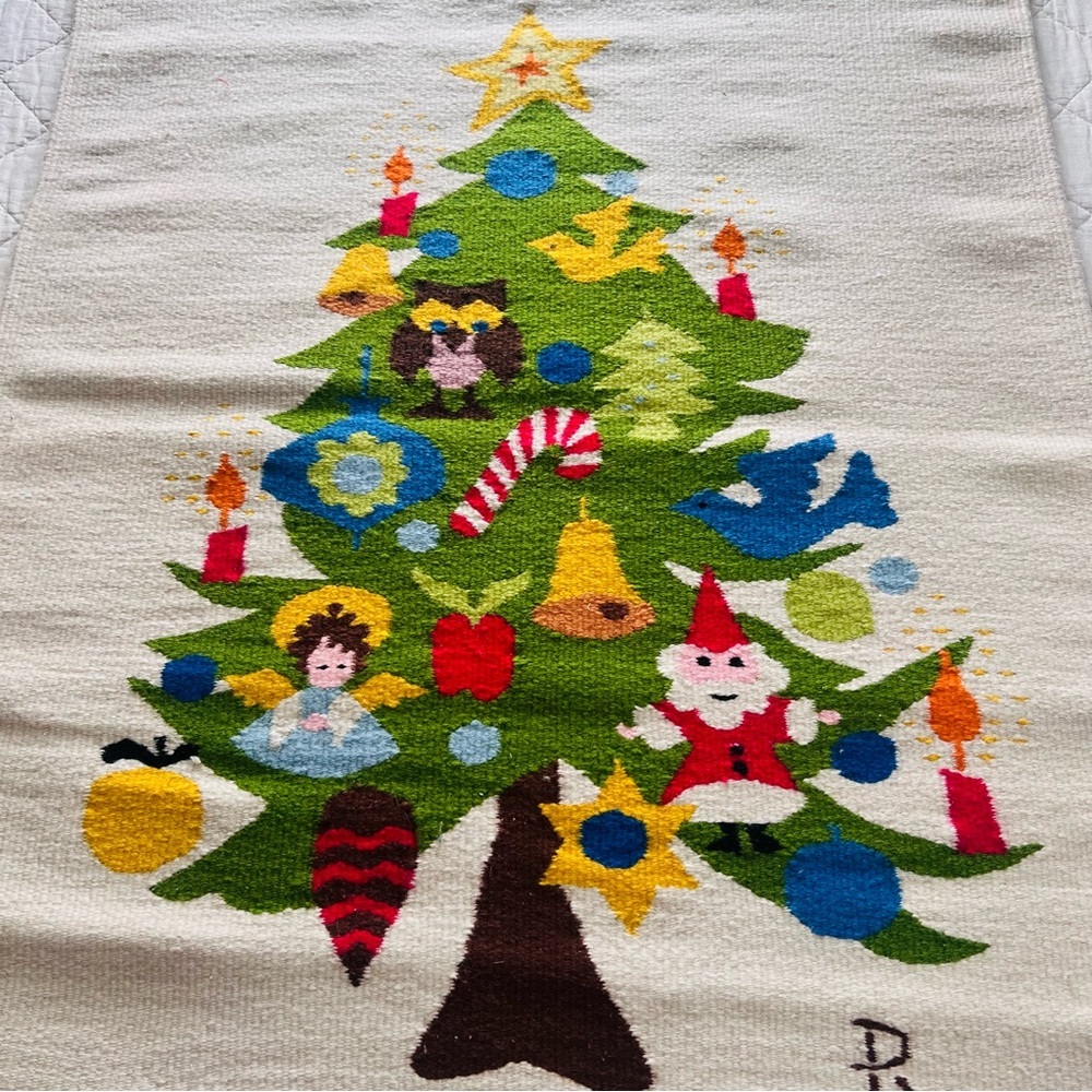 🎄 VTG Handwoven Wool Christmas Tree Wall Hanging 29”x39” WOW Decor